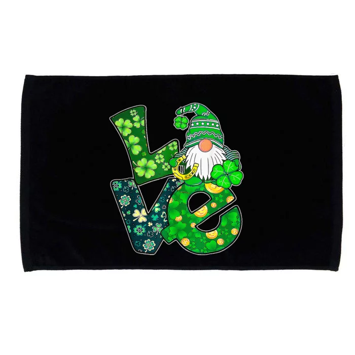 Love Gnome Shamrock Horseshoe Lucky Happy St Patricks Day Microfiber Hand Towel