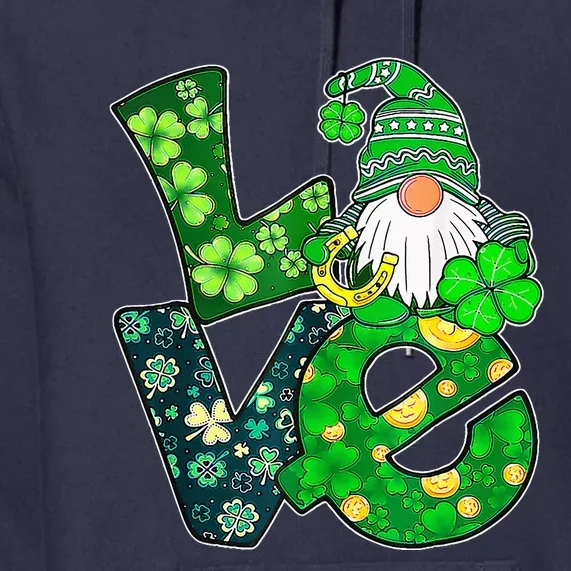 Love Gnome Shamrock Horseshoe Lucky Happy St Patricks Day Premium Hoodie