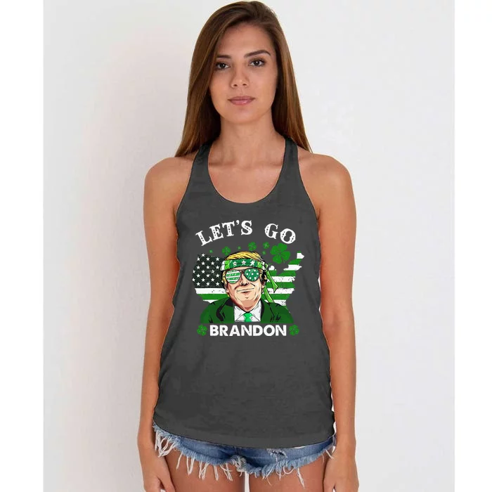 Let's Go Shamrock Brandon St Patrick Day Trump Women's Knotted Racerback Tank