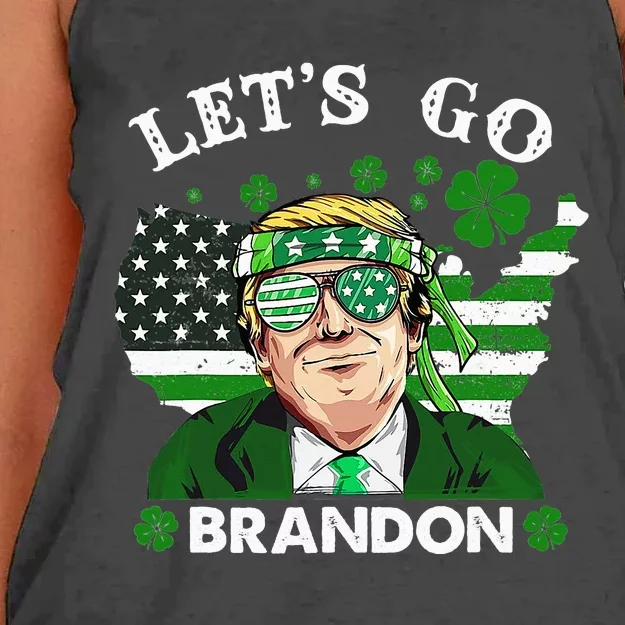 Let's Go Shamrock Brandon St Patrick Day Trump Women's Knotted Racerback Tank