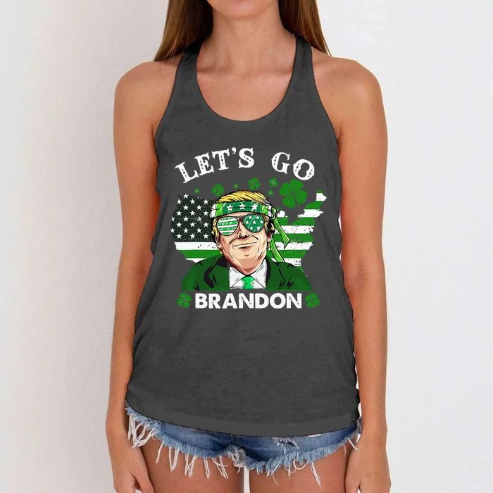 Let's Go Shamrock Brandon St Patrick Day Trump Women's Knotted Racerback Tank