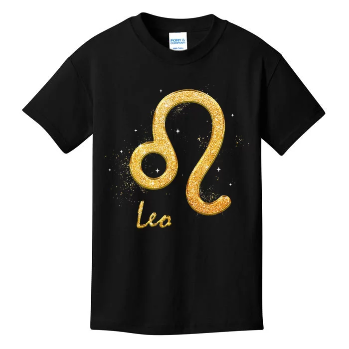 Leo Golden Sign Zodiac July August Birthday Kids T-Shirt