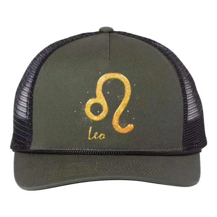 Leo Golden Sign Zodiac July August Birthday Retro Rope Trucker Hat Cap