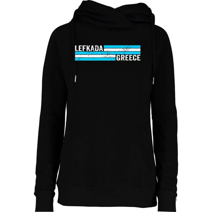 Lefkada Greece Souvenir Womens Funnel Neck Pullover Hood