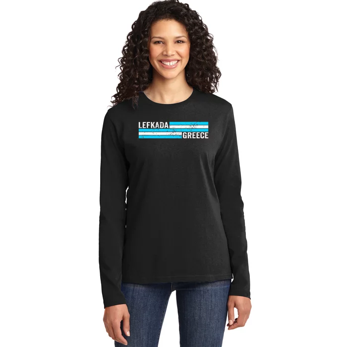 Lefkada Greece Souvenir Ladies Long Sleeve Shirt