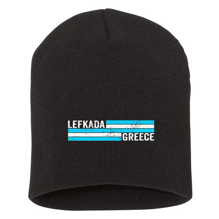 Lefkada Greece Souvenir Short Acrylic Beanie