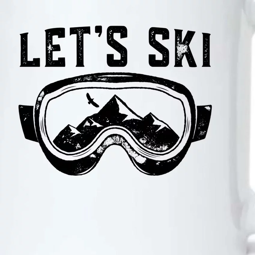 Lets Go Skiing Gift Black Color Changing Mug