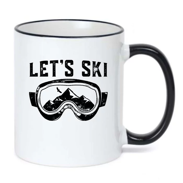 Lets Go Skiing Gift Black Color Changing Mug