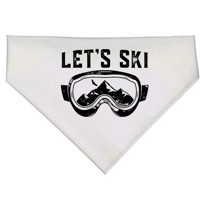 Lets Go Skiing Gift USA-Made Doggie Bandana