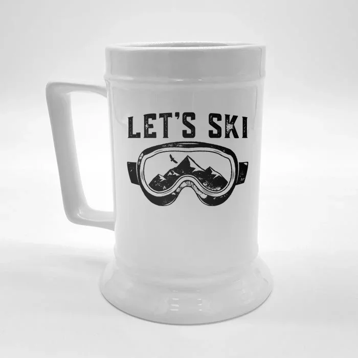 Lets Go Skiing Gift Front & Back Beer Stein