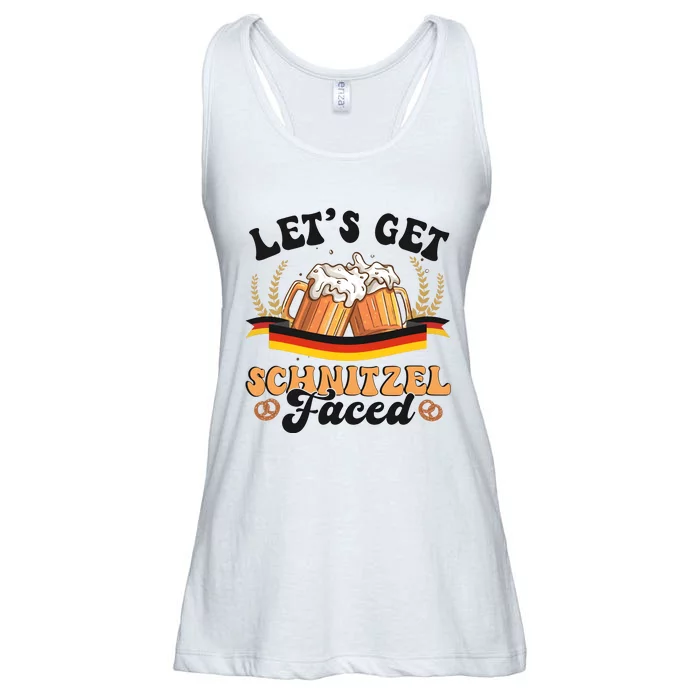 Lets Get Schnitzel Faced Funny Oktoberfest Drinking Team Ladies Essential Flowy Tank