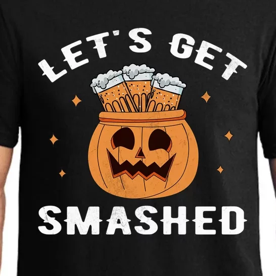 LetS Get Smashed Cool Carved Pumpkin Beer Halloween Gift Pajama Set