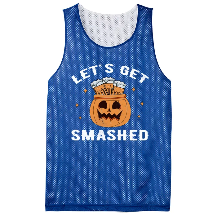 LetS Get Smashed Cool Carved Pumpkin Beer Halloween Gift Mesh Reversible Basketball Jersey Tank