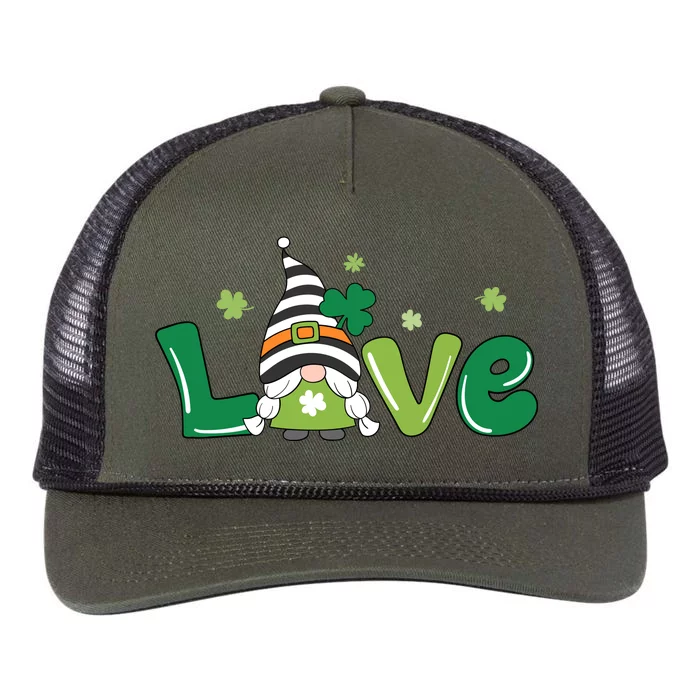 Love Gnome St Patrick's Day Holiday Retro Rope Trucker Hat Cap