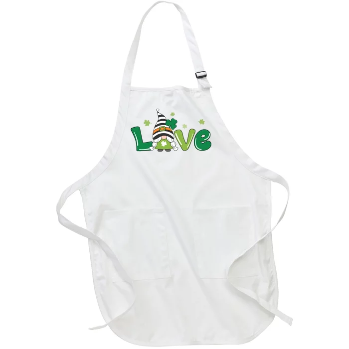 Love Gnome St Patrick's Day Holiday Full-Length Apron With Pocket