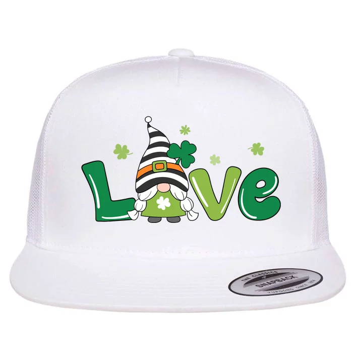 Love Gnome St Patrick's Day Holiday Flat Bill Trucker Hat