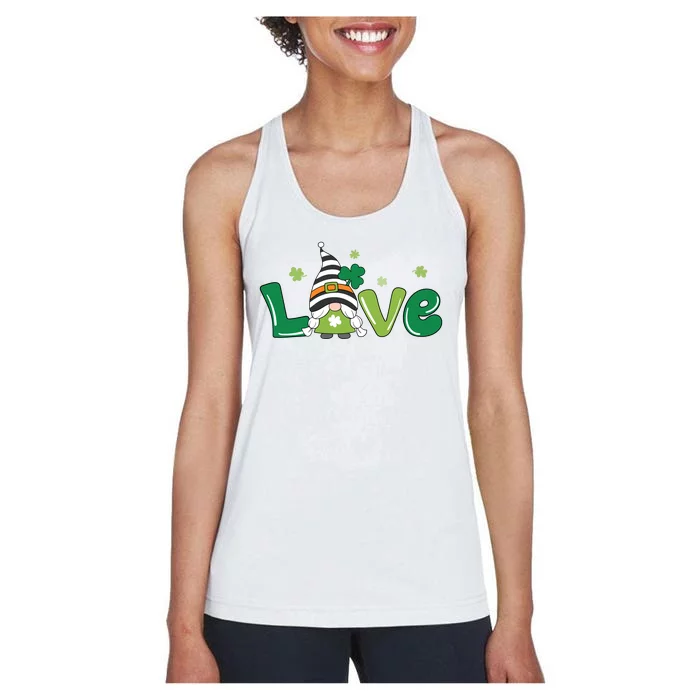 Love Gnome St Patrick's Day Holiday Women's Racerback Tank