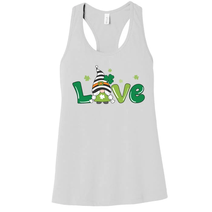 Love Gnome St Patrick's Day Holiday Women's Racerback Tank