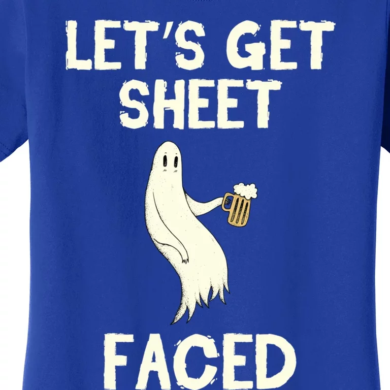 Lets Get Sheet Faced Beer Ghost Hunter Halloween Costume Gift Women's T-Shirt