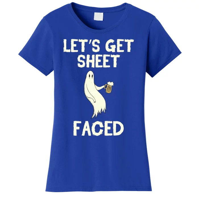 Lets Get Sheet Faced Beer Ghost Hunter Halloween Costume Gift Women's T-Shirt