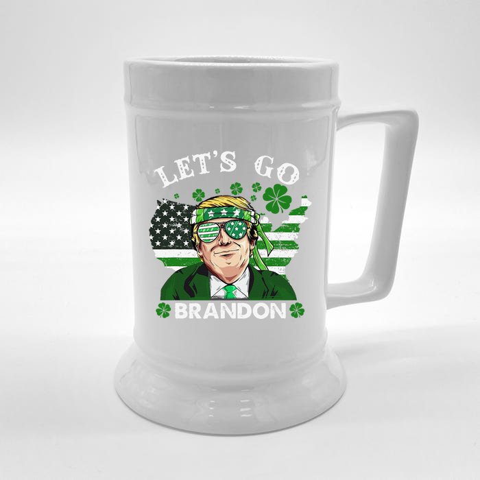 Let's Go Shamrock Brandon Happy St Patrick Day Trump Front & Back Beer Stein