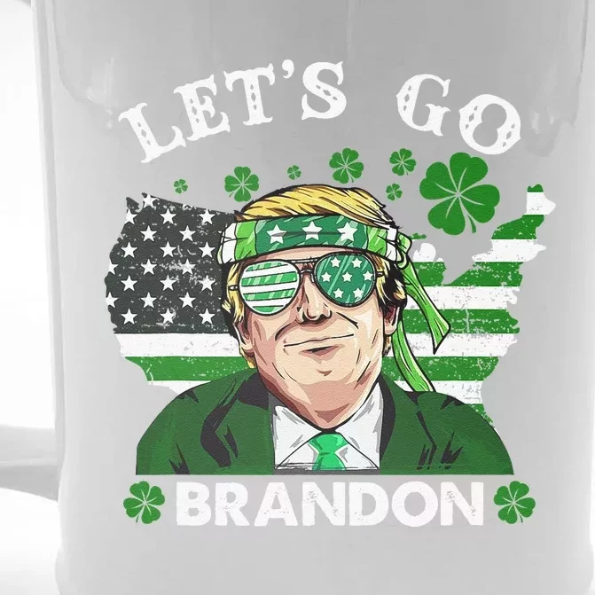 Let's Go Shamrock Brandon Happy St Patrick Day Trump Front & Back Beer Stein