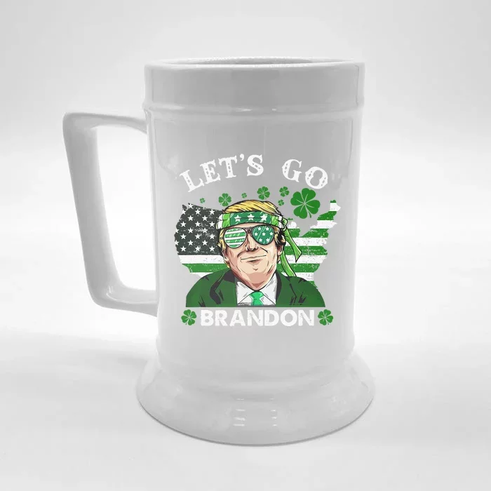 Let's Go Shamrock Brandon Happy St Patrick Day Trump Front & Back Beer Stein