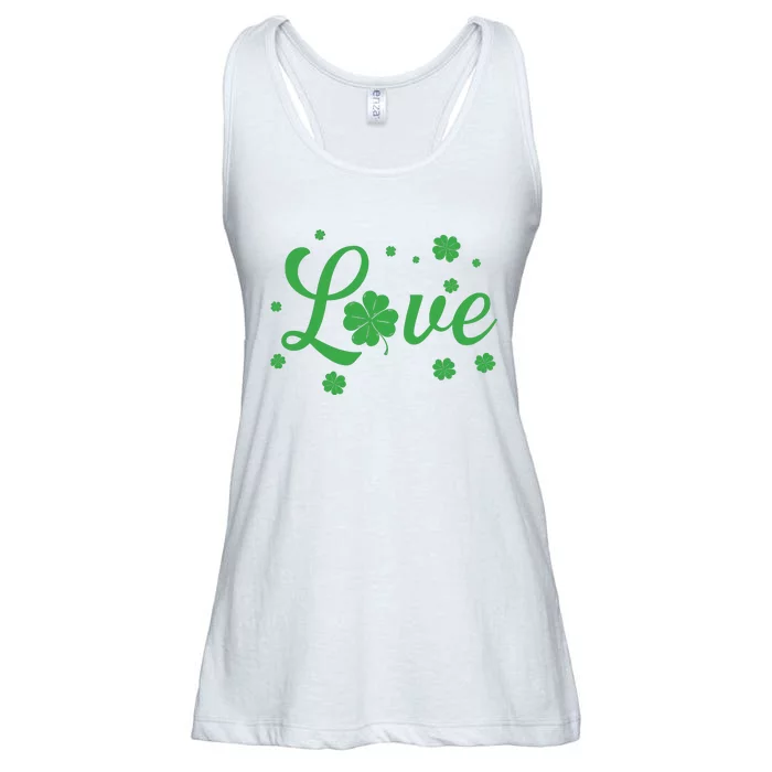 Love Green Shamrocks St Patricks Day Ladies Essential Flowy Tank