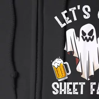 Lets Get Sheet Faced Boo Beer Halloween Full Zip Hoodie