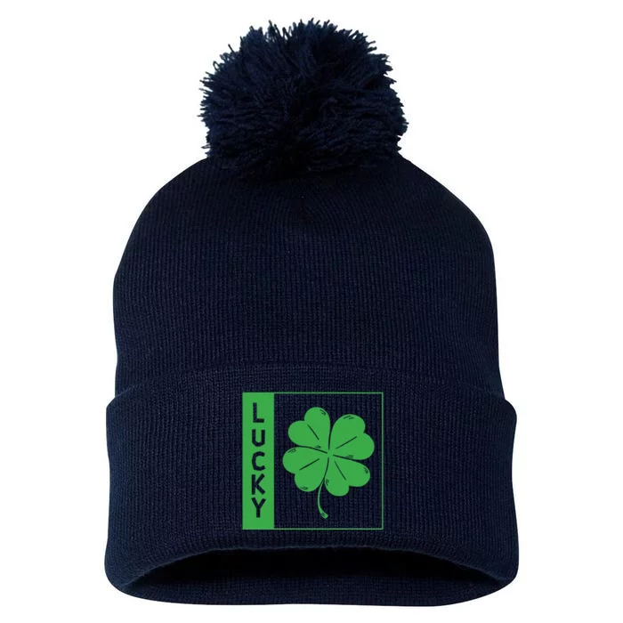 Lucky Green Shamrock St Patricks Day Pom Pom 12in Knit Beanie