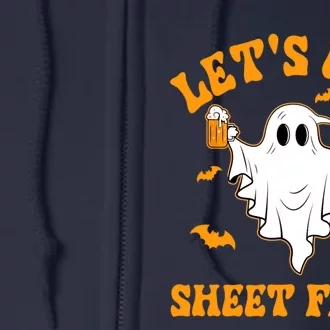 Lets Get Sheet Faced Funny Ghost Halloween Party Drinking Full Zip Hoodie