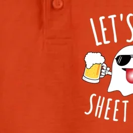 Lets Get Sheet Faced Funny Ghost Halloween Party Drinking Dry Zone Grid Performance Polo