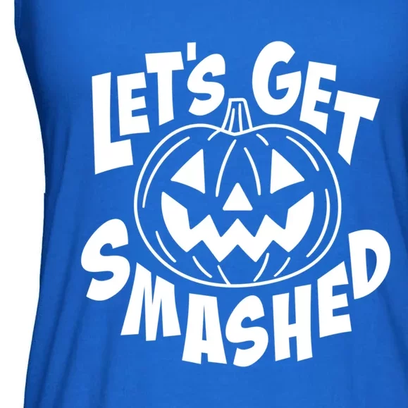 LetS Get Smashed Funny Halloween Pumpkin Smile October Beer Gift Ladies Essential Flowy Tank