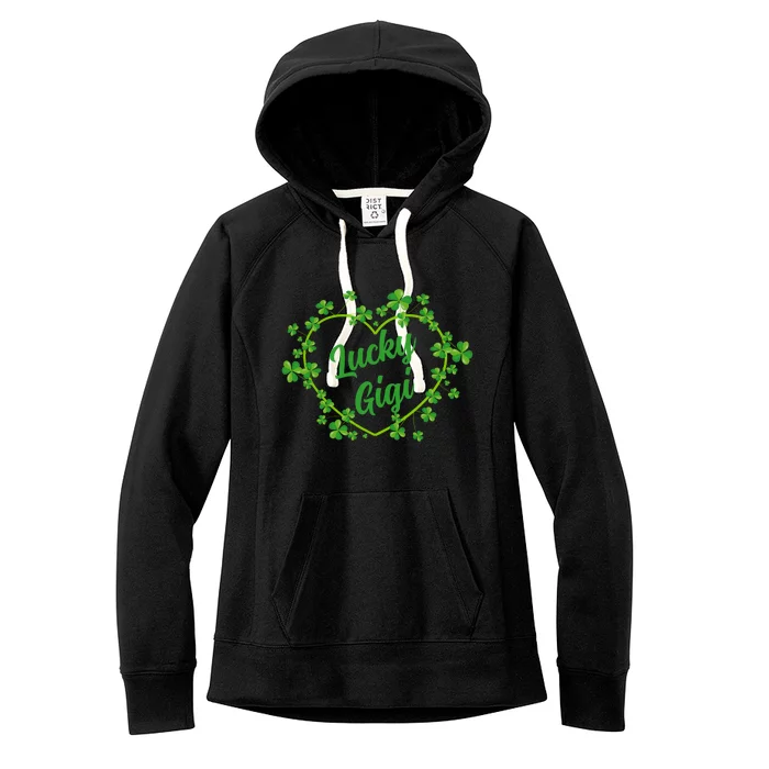 Lucky Gigi Shamrock Heart Gigi Love Funny Gift Women's Fleece Hoodie