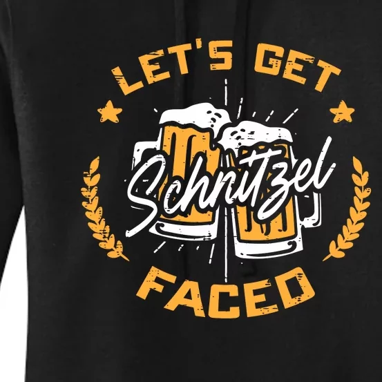 Lets Get Schnitzel Faced Oktoberfest Funny Costume Men Women Women's Pullover Hoodie