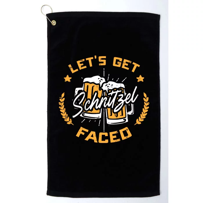 Lets Get Schnitzel Faced Oktoberfest Funny Costume Men Women Platinum Collection Golf Towel