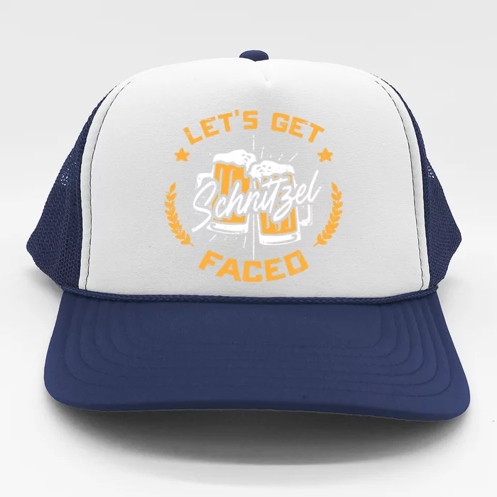 Lets Get Schnitzel Faced Oktoberfest Funny Costume Men Women Trucker Hat