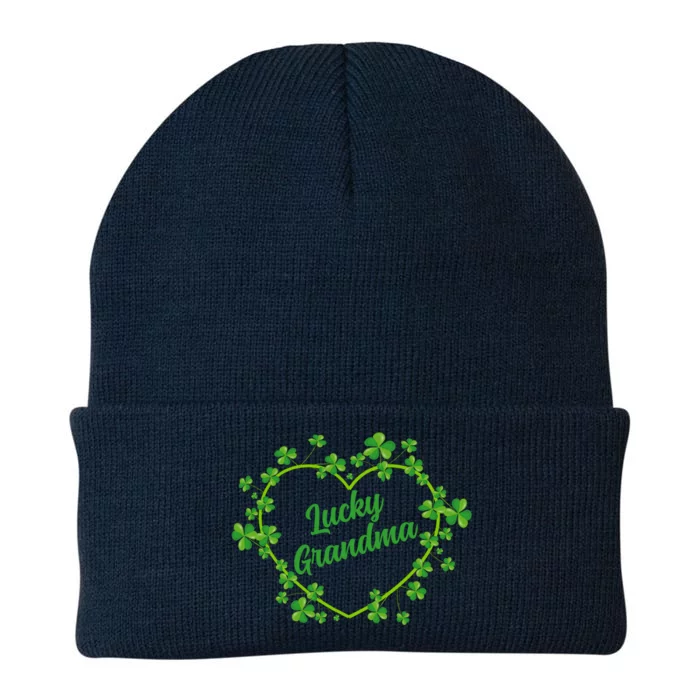 Lucky Grandma Shamrock Heart Grandma Love Gift Knit Cap Winter Beanie