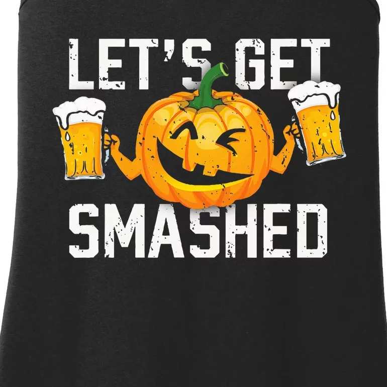 Lets Get Smashed Funny Pumpkin Beer Halloween Costume Ladies Essential Tank