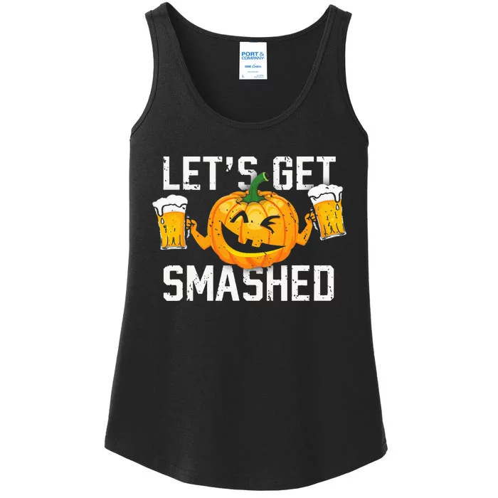 Lets Get Smashed Funny Pumpkin Beer Halloween Costume Ladies Essential Tank