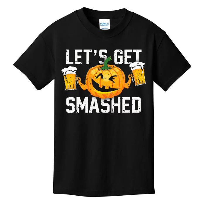 Lets Get Smashed Funny Pumpkin Beer Halloween Costume Kids T-Shirt