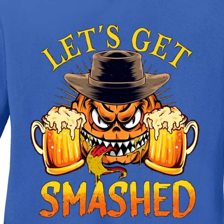 LetS Get Smashed Funny Pumpkin Adult Halloween Costume Gift Ladies Long Sleeve Shirt