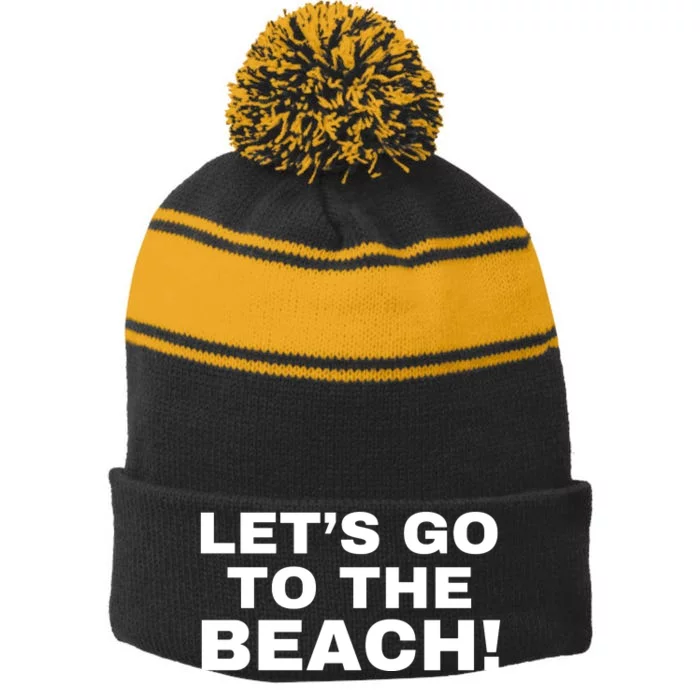 Let’s Go To The Beach Stripe Pom Pom Beanie