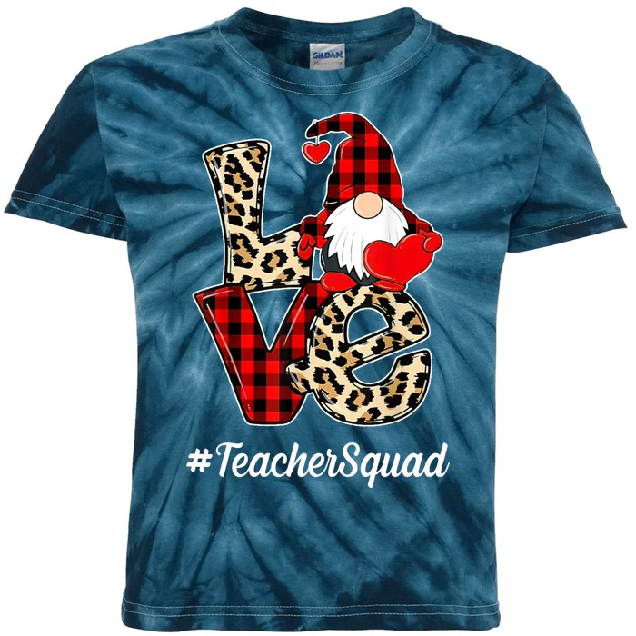 Love Gnome Teacher Squad Happy Valentine Day Kids Tie-Dye T-Shirt