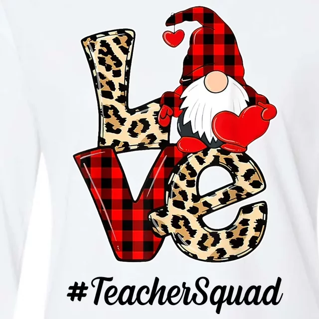 Love Gnome Teacher Squad Happy Valentine Day Womens Cotton Relaxed Long Sleeve T-Shirt