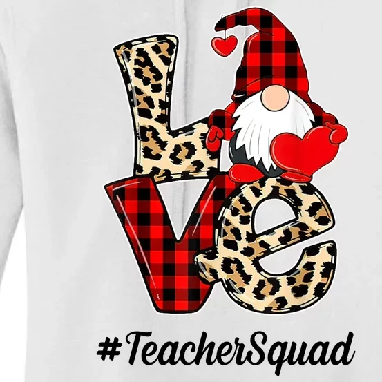 Love Gnome Teacher Squad Happy Valentine Day Women's Pullover Hoodie