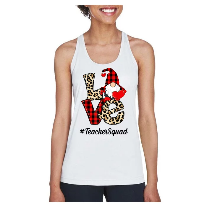 Love Gnome Teacher Squad Happy Valentine Day Women's Racerback Tank