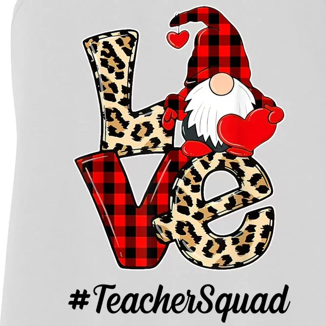 Love Gnome Teacher Squad Happy Valentine Day Women's Racerback Tank