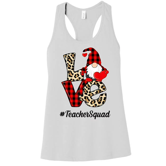 Love Gnome Teacher Squad Happy Valentine Day Women's Racerback Tank