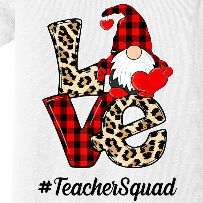 Love Gnome Teacher Squad Happy Valentine Day Baby Bodysuit